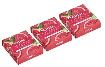 Cidal Pink Grapefruit Cleansing Bar Soap, Antibacterial, With Grapefruit Extract, Twinpack (6 x 100g bars)