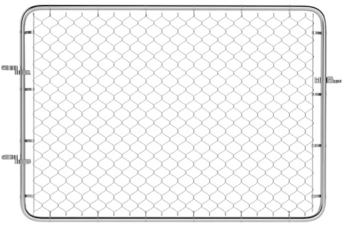 Outsunny Garden Gate Chain Link Fence Gate, Galvanized Steel Garden Door for Yard Entrance Way, 26-71 in. W x 4 ft. H, Silver