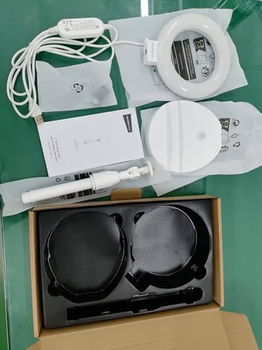 NEEWER Básico 13cm Aro de Luz Escritorio con Soporte, 10W Foco LED Selfies con Base Móvil Compatible con iPhone para Fotografía Laptop Webcam Zoom Videoconferencia Iluminación Maquillaje, Blanco BR60