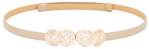 Buywis Skinny Belts for Women Thin Waist Belt with Gold Buckle for Dresses