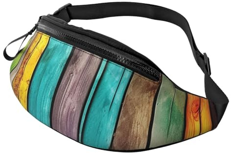 Gürteltasche für Damen und Herren, verstellbare Hüfttasche, bunte Holzbretter, Crossbody-Tasche, überall