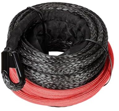 Cavo for verricello sintetico da 10 mm x 26 m, 22000 libbre, con guaina protettiva nera for ATV UTV SUV Leggero e resistente all'abrasione(Black)