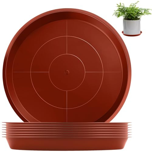 Sturiz 8pcs Plato Maceta 26cm Platos para Macetas Plastico Redondos Marrón Rojizo Platillos Plantas Bandejas de Goteo para Macetas Bandejas Base Tiestos Maceteros Plantas de Interior Exterior