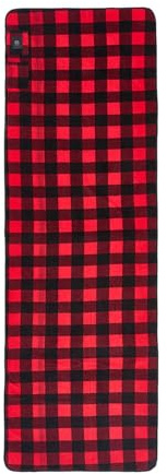 Teruyol Sleeping Bag Heated Mattress Camping Mat with Fast Heating Function, USB Foldable, Made of Flannel, Suitable for Hiking and Home Use, Black and red Grid