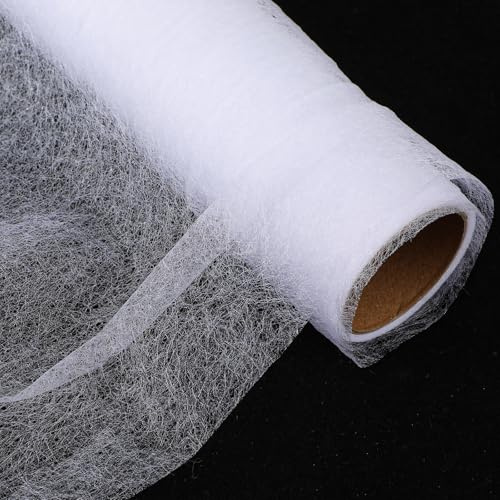 Zyghjort Strykfleece för förstärkning, 30 cm x 9 m lätt strykfleece på båda sidor självhäftande påstrykbar fleece inlägg för syhantverk kviltning hantverk gör-det-själv broderier (vit)