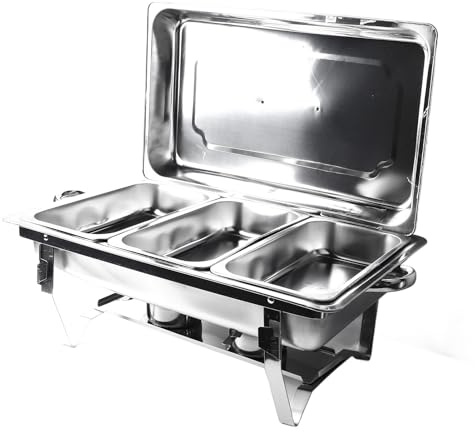 Generic Rostfritt Stål Catering Chafing Disk Set med Separata Behållare för Fester och Bufféer