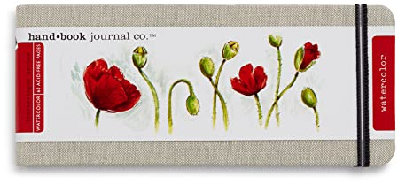 Speedball Linen Watercolour Journal 300gsm, Pocket Panorama, White, 3.5 x 8.25, For Painting, Drawing, Students, Artists, Journaling