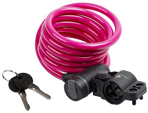 M-Wave, Candado de Cable en Espiral S 10.18, Adultos Unisex, Rosa, 10 x 1800 mm