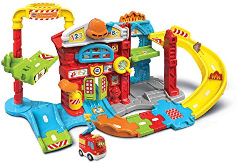 Vtech TUT TUT Baby Flitzer - Feuerwehrstation – Interaktives Spielset mit beweglichen Elementen, Melodien und Liedern und TUT TUT Baby Flitzer Feuerwehrauto – Für Kinder von 1-5 Jahren