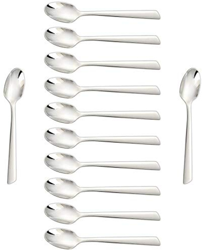 Arcos Serie Toscana Caja de 12 uds Cuchara Moka Cuchara para Café, Monoblock de una pieza en Acero Inoxidable 18/10 y 115 mm, Color Plata (12 uds)