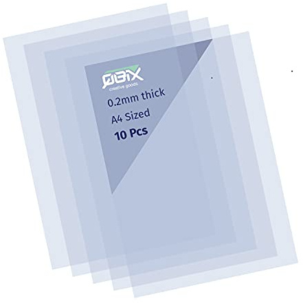 QBIX Hojas de Mylar - 10 hojas de plástico - Hojas A4 transparentes de 0,2 mm - Plantilla de bricolaje - Hoja de arte adecuada para cortar plantillas de bricolaje