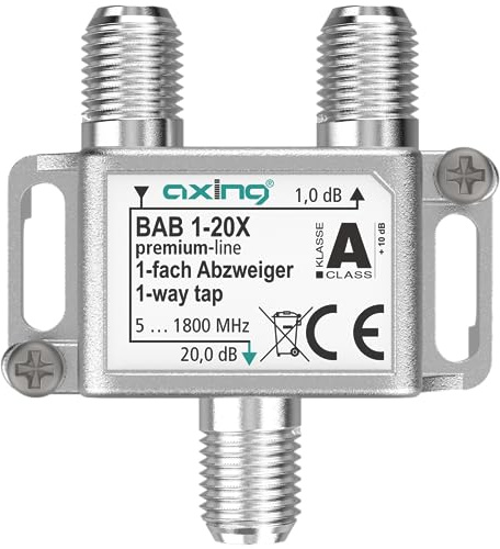 Axing BAB 1–20 x 1-vägs grenuttag 20 dB 5–1800 MHz TV-data internet kabel-TV