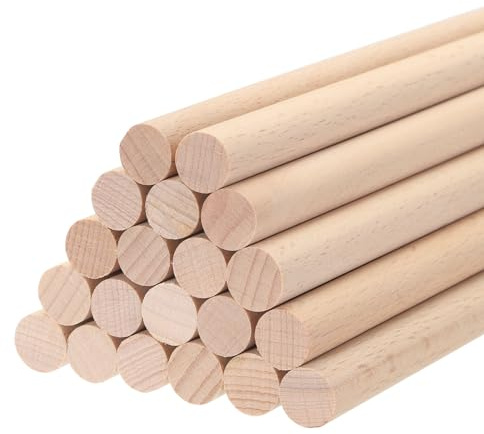 QUARKZMAN Varillas de Madera Redondas de 10 cm x1,2 cm, para Manualidades, Decoración de Artes, Fiesta Hechas a Mano, Casas Pequeñas, 20 Uds