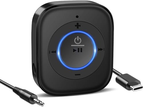 Seflorgo Fortgeschrittener Bluetooth 5.3 Empfänger für Heim-Stereos HiFi Musik-Streaming, Mini Kabelloser Audioadapter für Autolautsprecher mit 3,5mm RCA Aux-Anschluss (J207 für Stereo mit Mikrofon)