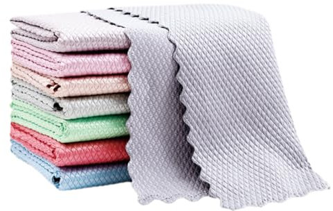 Lot de 10 Chiffons Microfibre - Torchon Cuisine, Voiture, Bayetas, Serviette, Ménage, Lavette - Nettoyage Vitre (30x40cm)