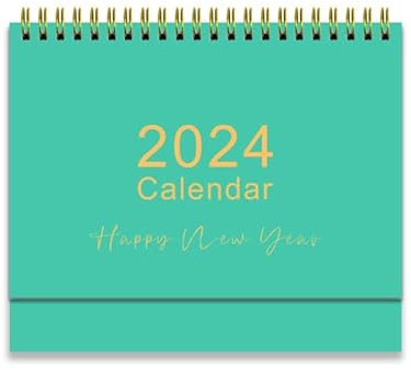 OUSIKA Großer Tischkalender 2024, doppelseitiger Kalender, Buch, Jahres-, Monats- und Tagesplaner, Organizer for to-Do-Listen, Büro, Schulbedarf(Green)
