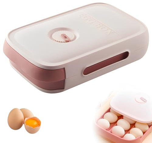 Eierhalter, Eieraufbewahrungsboxen 20 Eier, Eierbehälter Aus Kunststoff, Eierspender, Eierbox Mit Schublade, Wiederverwendbare Eierkorb, Stapelbarer Eierhalter Eierkorb Für Kühlschrank Küche(Rosa)
