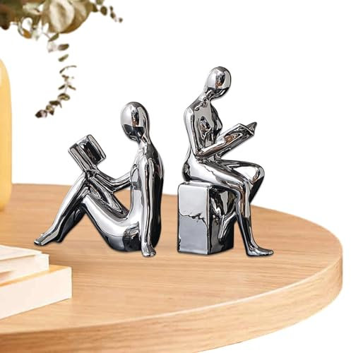 WJnflQN Serre-Livres Décoratifs et Lourds pour étagères - 2X Modernes et Robustes au Design Abstrait | Bouchon pour étagères