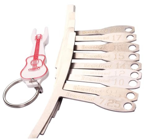 Hoement 9piezas Galgas Radio Metálicas Para Puente De Guitarra Herramientas Luthier Con Marcado Grabado Adecuadas Para Radio De Mástil Silla Incluye Llavero De Color Aleatorio