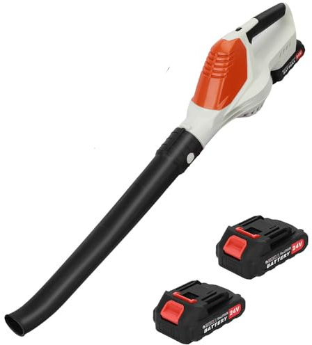 cadciehe Souffleur de feuilles électrique sans fil portable avec 2 batteries et 1 chargeur, alimenté par batterie 24 V pour l'entretien de la pelouse, de la terrasse, de la cour