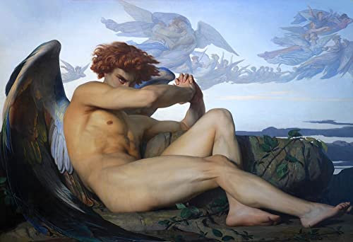 ZHAOSHAN Dipinti Famosi Quadri Murale Stampe Olio Angelo Caduto Alexandre Cabanel per L'arredamento del Soggiorno 60x90cm
