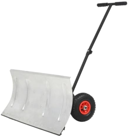 Snöskyffel/snöskjutare, Manuella snöplog Hjul Justerbar Blad Push Bar Galvaniserat Stål Svart Röd 100x44 cm