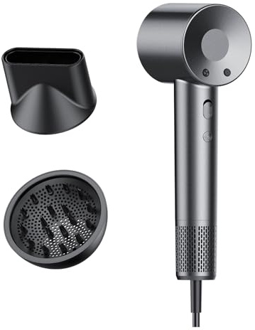 Asciugacapelli, 160.000 Giri/min Phon Capelli Professionale con 500 Milioni Ioni Negativi, 3 Velocità & 4 Temperature, Basso Rumore, Diffusore Magnetico e Ugello Inclusi