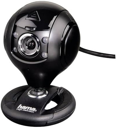 Hama HD Web-Cam mit Mikrofon (Streaming Kamera mit Abdeckung, Webkamera für Konferenzen und Meetings am PC, Laptop und Notebook) schwarz