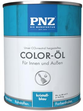 PNZ Color-Öl für Innen und Außen | lösemitttelfreies Farböl | Nachhaltig hergestellt mit regionalen Rohstoffen | für alle Hölzer, auch Bienenhäuser, Gebinde:0.75L, Farbe:kristallblau