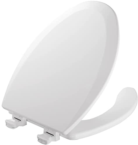 Mayfair 18440EC Open Front Toilet Seat and Lid, Easy Clean Hinges and Durable Wood Seat, Made in USA, Elongated, White