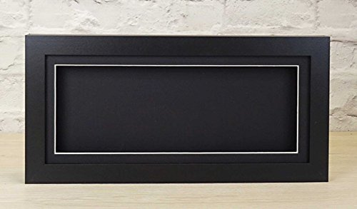Black 3D 1 Cube Range Deep Box Shadow Frame Memory Box Display Case Medals -14x6 inch-Black