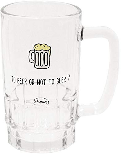 Le Fabuleux Shaman 39-1X-015 - Boccale da birra in oro Not to Beer in vetro trasparente e nero, D12 x H15 cm