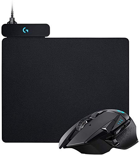 Logitech G502 LIGHTSPEED kabellose Gaming-Maus + Logitech G POWERPLAY kabelloses Ladesystem, Stoff- & Kunststoff Gaming-Mauspads inklusive