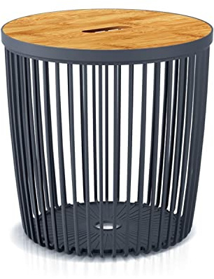 Prosperplast Clubo Beistelltisch mit Stauraum Korbfunktion Wohnzimmer Tisch Sofatisch Drahtkorb Modern Anthrazit (25L)