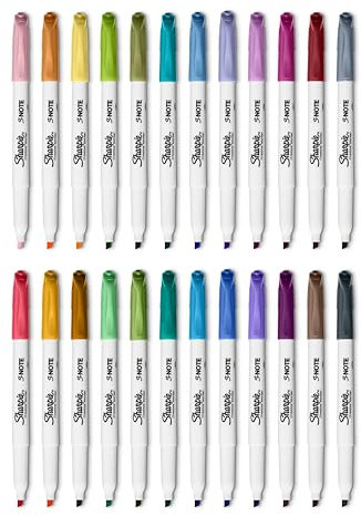 Sharpie S-Note Creative Art Markers Highlighters | For Colouring, Drawing, Writing, Highlighting | 2-In-1 Tip | Pack of 24 Assorted Pastel Colours