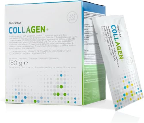Synergy Worldwide Collagen+ 30 Dosen | 5810 mg Kollagen mit Vitamin C, Hyaluronsäure & Zink | Unterstützt Haut, Haare, Nägel & Gelenke | Geschmacksneutral | 180g
