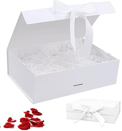Geschenkverpackung Box 21 * 17 * 7cm Geschenkbox mit Deckel Geschenkverpackung Geburtstag Geschenk Box für Hochzeiten Geburtstage Jubiläen - Weiß