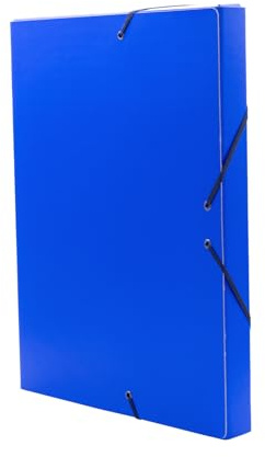 Raylu Paper – Carpeta de Proyectos Mate de tamaño A4 con lomo de 3 cm, carpeta de cartón resistente y cierre con gomas para proyectos escolares u oficina, Archivador tamaño 34 x 24 cm (Azul)