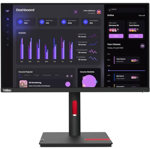 Lenovo ThinkVision T24i-30 24 Class Full HD LED Monitor - 16:9 - Raven Black