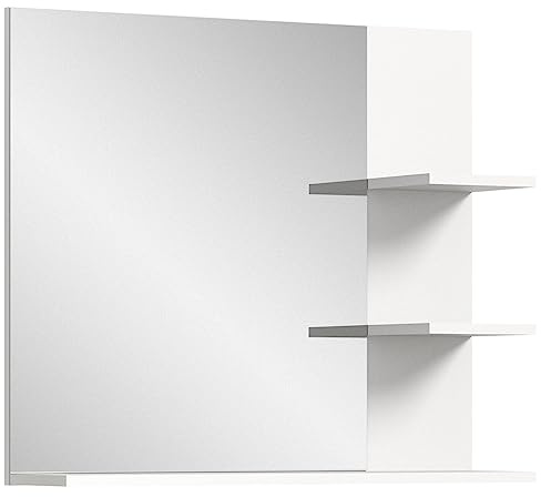 xonox.home Badezimmer Laredo Spiegel Wandspiegel Badspiegel WC-Spiegel Toilettenspiegel Badezimmerspiegel in weiß, ca.80x70x20cm mit Ablage
