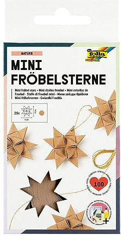folia 1298 - Papierstreifen für MINI Fröbelsterne, 100 Streifen, 25 Sterne, in Nature