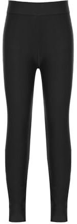 Yeahdor Kinder Mädchen Leggings Sport Lang Hose Elastischen Bund Tanzhose Gymnastikleggings Unterhose Training Bühnenauftritt Schwarz 134-140