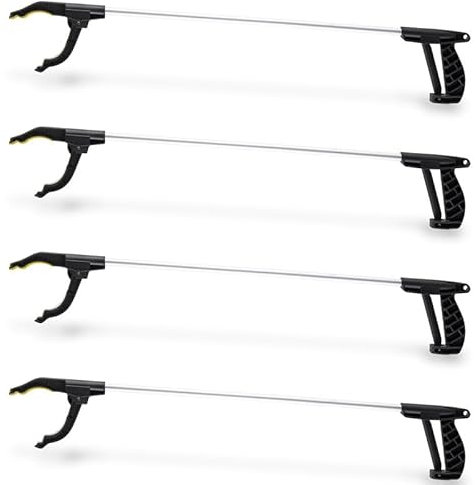 4 Pack Litter Picker Grabber Reacher Tool,Lightweight Reaching Litter Rubbish Pick Up Hand Tool,Helping Hand Grabber Tip Ergonomic Handle,Extended Reach, Comfortable Handle Multi Use Reach Extend Tool