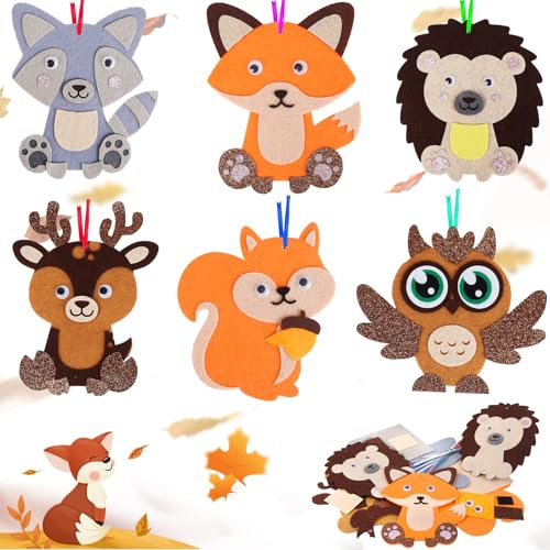 Ensemble d'Artisanat d'Automne Enfant Kits, 12PCS Activites Manuelles pour Enfants Decoration Automne Feutrine Autocollante Activite Enfant 3-12 Ans Fournitures de Loisirs Créatifs Travaux Manuels