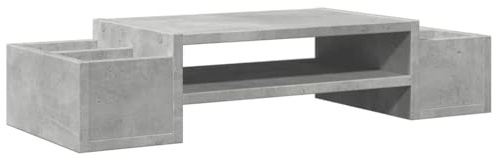 vidaXL Skärmställ med förvaring betonggrå 70x27x15 cm konstruerat trä, ställ för monitor, datorställ, monitorstativ, ställ för monitorer, monitorställ