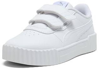 Puma Unisex-Child Carina Hook and Loop, Puma White-Puma White-Puma Silver, Little Kid 1