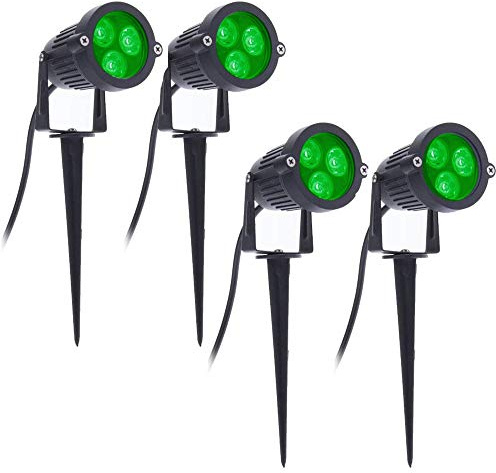 Hztuang 4 PièCes SéRies LED Jardin LumièRes 3W 220V Projecteur ExtéRieur avec Spike IP65 ÉTanche Jardin Paysage Lampe DéCorative Vert