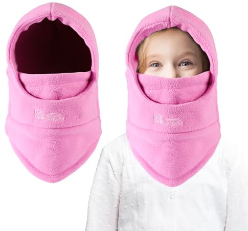 AYPOW Kids Winter Thermal Fleece Balaclava, Multifunctional Windproof Adjustable Face Cover Ski Mask, Warm Fleece Hat Cap Hood Neck Warmer Scarf for 4-9 Boys Girls Cycling Skating Hiking Outdoor Sport