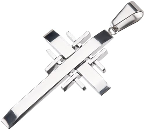 Beebeecraft 1 Scatola da 304 ciondoli A Croce in Acciaio Inossidabile Grandi Solidi Lucidati Multistrato Crocifisso di Gerusalemme con Clip A Pizzico per La Creazione di Gioielli Accessori per