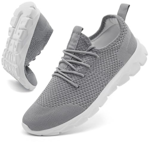 JUEQIBAA Baskets Hommes Chaussures De Course sur Route Sneaker Gym Athlétique Respirant Sports De Plein Jogging Léger Confortable Casual Chaussures De Marche Homme Gris 48